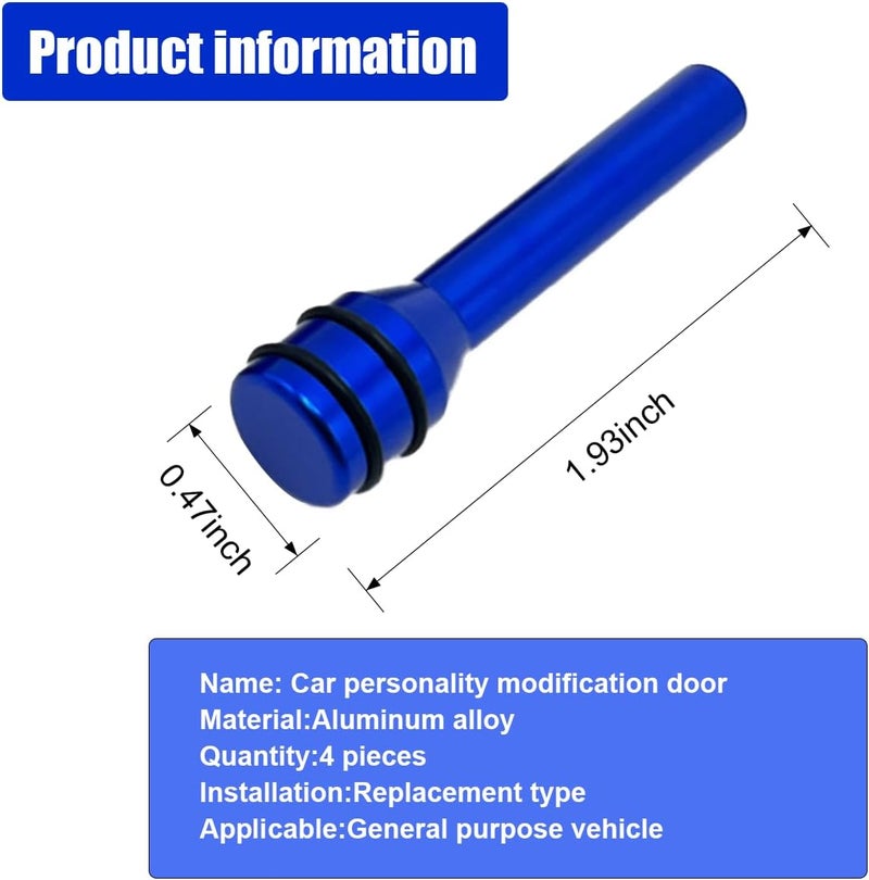 ZIMISI 4PCS Car Door Lock Knobs, 1.93" x 0.47" Safety Door Lock Cover, Aluminum Alloy Car Inner Door Pull Pins Replacement, Door Lift Bolt Decorative Accessory for Cars, SUVs, Trucks (Blue) - Image 2